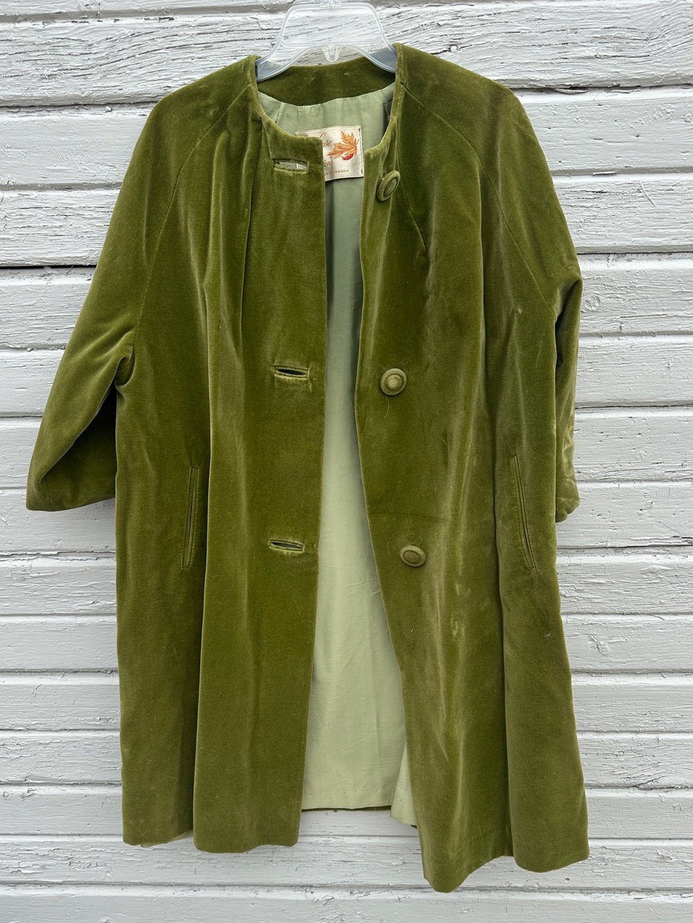 Vintage Sport Ease Fashions Olive Green Velvet Women's Cape Coat